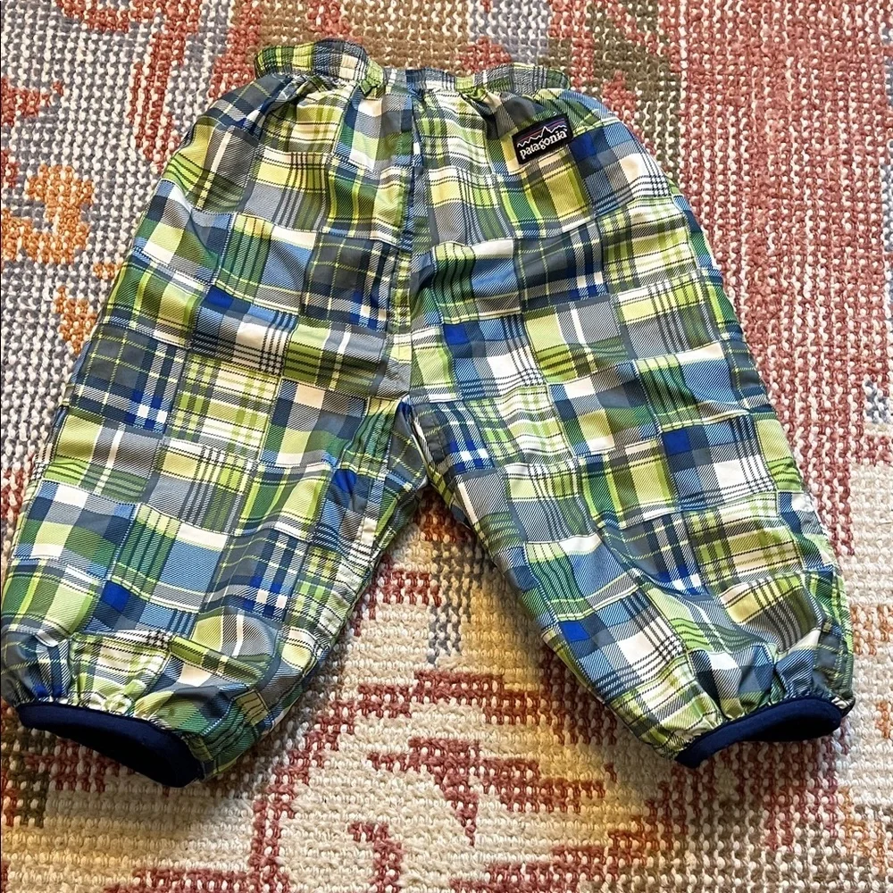 Patagonia Blue Plaid Reversible Nano Puff Snow Pants Size 6 month - Picture 2 of 8